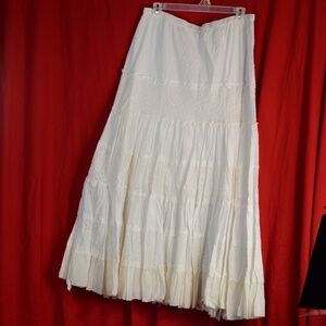 100% Cotton Tiered White Skirt SZ L Solitaire Los Angeles #B44